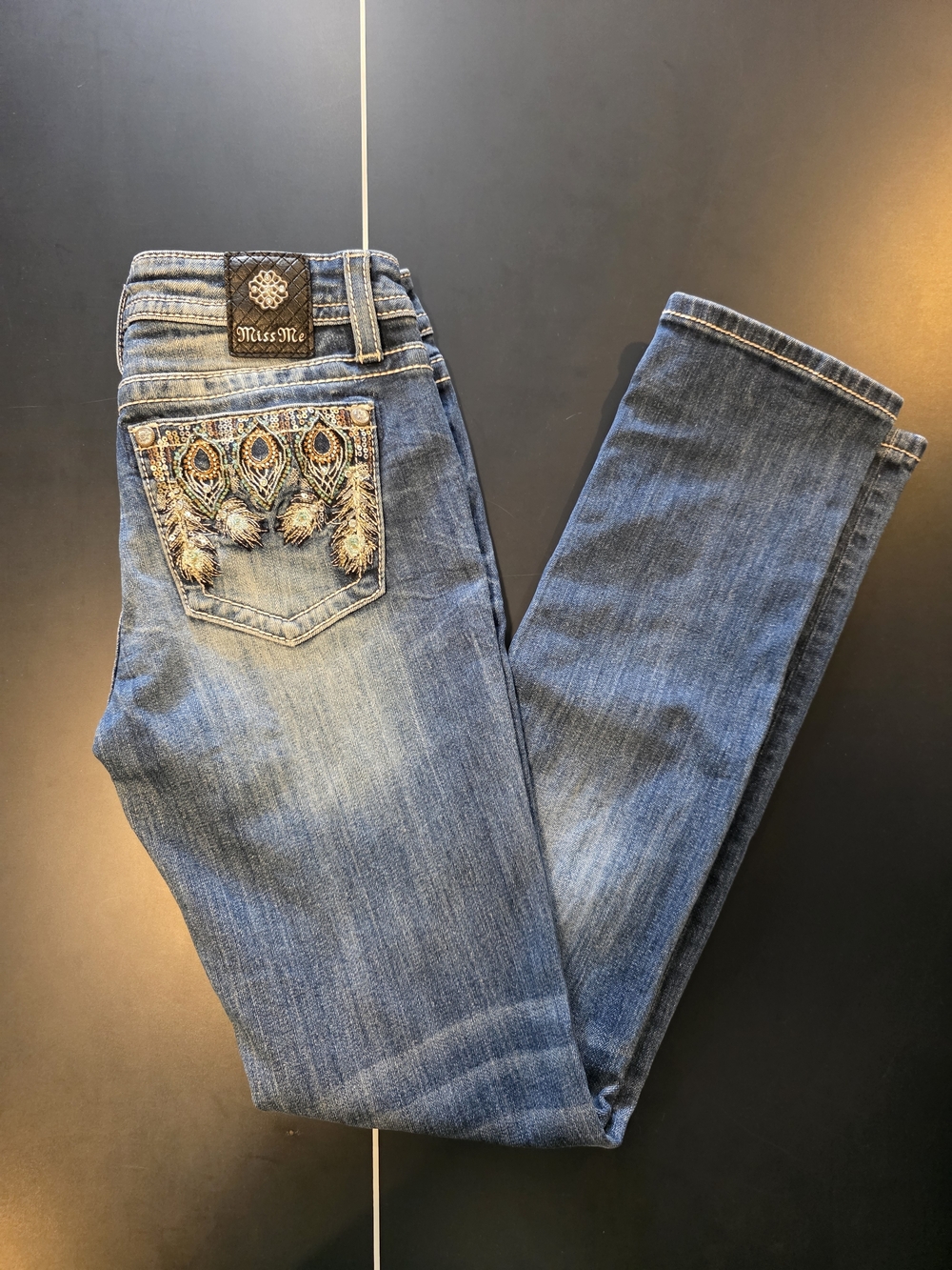 Miss Me Blue Jeans with Embroidered Back Pocket
